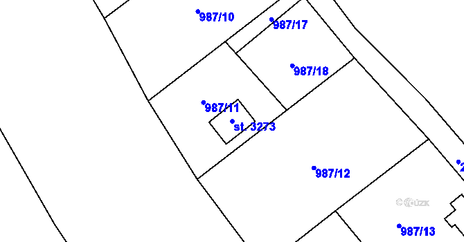 Parcela st. 3273 v KÚ Vlašim, Katastrální mapa