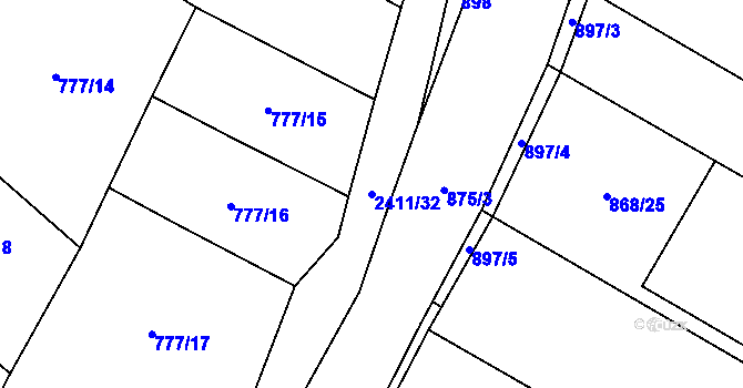 Parcela st. 2411/32 v KÚ Vlašim, Katastrální mapa
