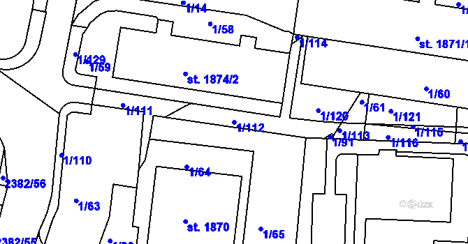 Parcela st. 1/112 v KÚ Vlašim, Katastrální mapa