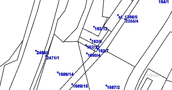 Parcela st. 162/13 v KÚ Vlašim, Katastrální mapa