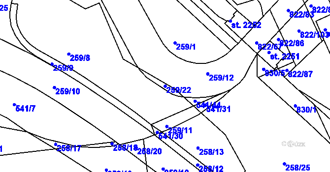 Parcela st. 259/22 v KÚ Vlašim, Katastrální mapa