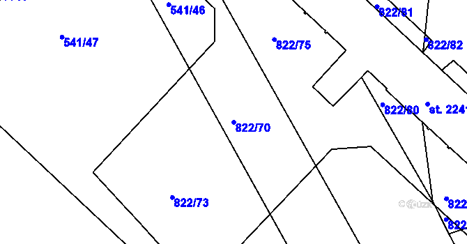 Parcela st. 822/70 v KÚ Vlašim, Katastrální mapa