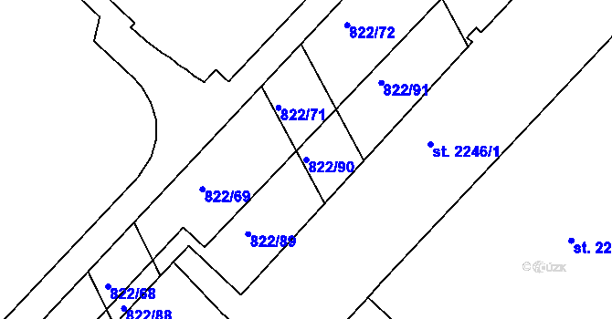 Parcela st. 822/90 v KÚ Vlašim, Katastrální mapa