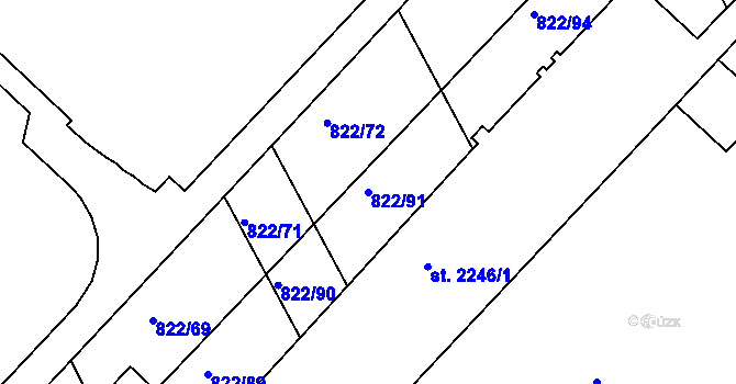 Parcela st. 822/91 v KÚ Vlašim, Katastrální mapa