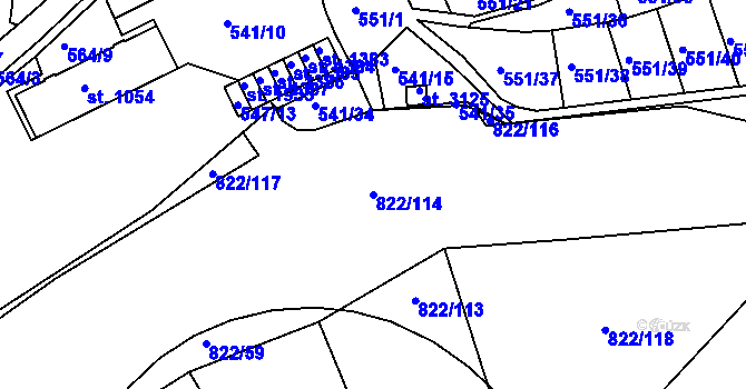 Parcela st. 822/114 v KÚ Vlašim, Katastrální mapa