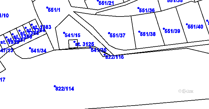 Parcela st. 822/116 v KÚ Vlašim, Katastrální mapa