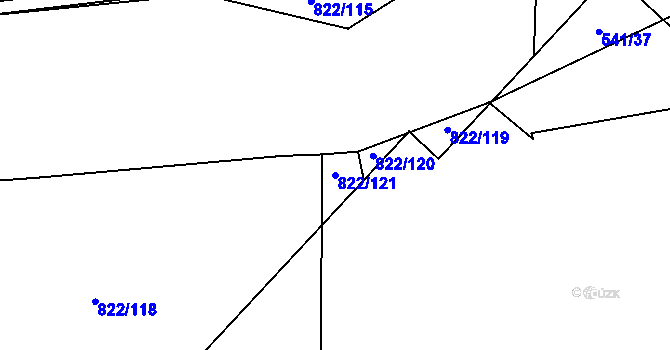 Parcela st. 822/121 v KÚ Vlašim, Katastrální mapa