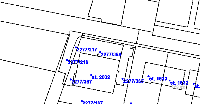 Parcela st. 2277/364 v KÚ Vlašim, Katastrální mapa