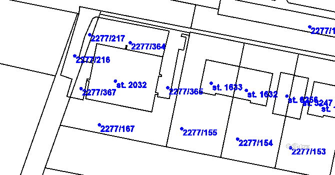 Parcela st. 2277/365 v KÚ Vlašim, Katastrální mapa