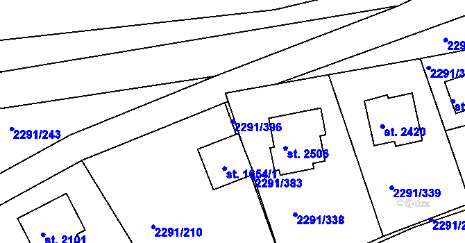 Parcela st. 2291/396 v KÚ Vlašim, Katastrální mapa