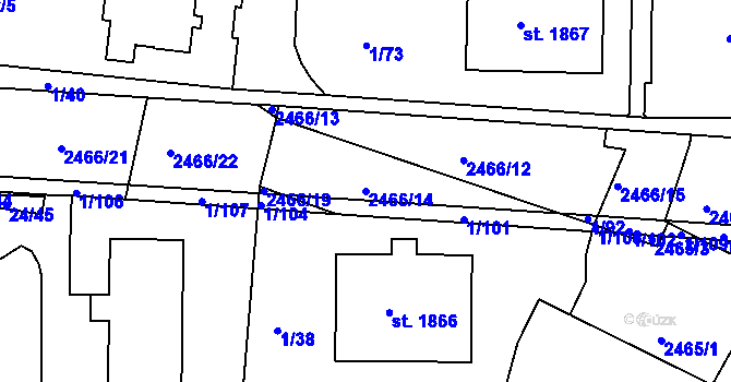 Parcela st. 2466/14 v KÚ Vlašim, Katastrální mapa