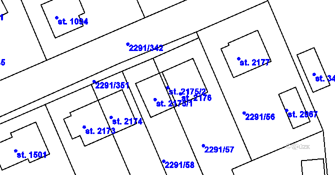 Parcela st. 2175/2 v KÚ Vlašim, Katastrální mapa