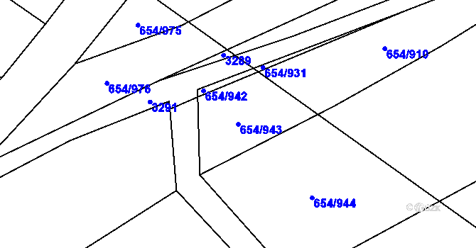 Parcela st. 654/943 v KÚ Vlašim, Katastrální mapa