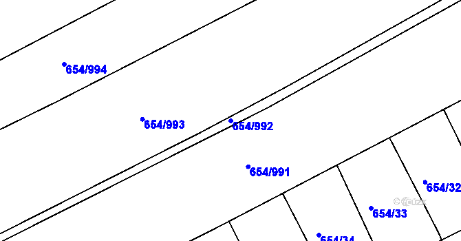 Parcela st. 654/992 v KÚ Vlašim, Katastrální mapa