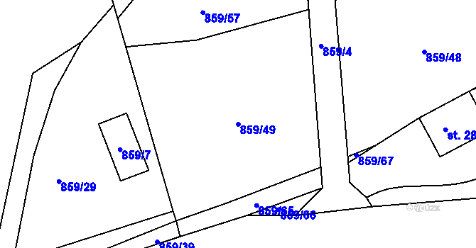 Parcela st. 859/49 v KÚ Vlašim, Katastrální mapa