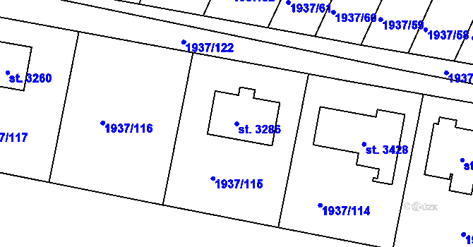 Parcela st. 3286 v KÚ Vlašim, Katastrální mapa