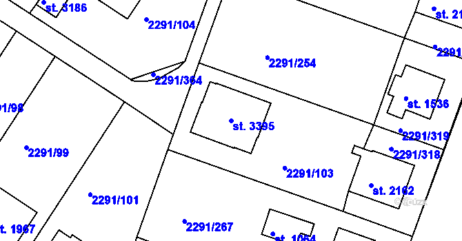 Parcela st. 3395 v KÚ Vlašim, Katastrální mapa