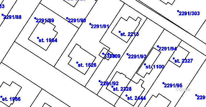 Parcela st. 3310 v KÚ Vlašim, Katastrální mapa