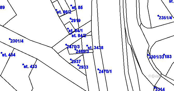 Parcela st. 3438 v KÚ Vlašim, Katastrální mapa