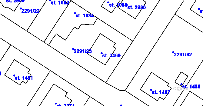 Parcela st. 3469 v KÚ Vlašim, Katastrální mapa