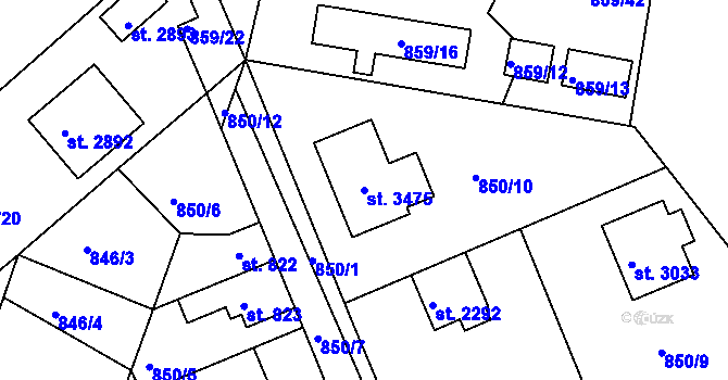Parcela st. 3475 v KÚ Vlašim, Katastrální mapa