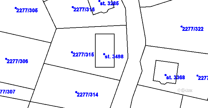 Parcela st. 3498 v KÚ Vlašim, Katastrální mapa