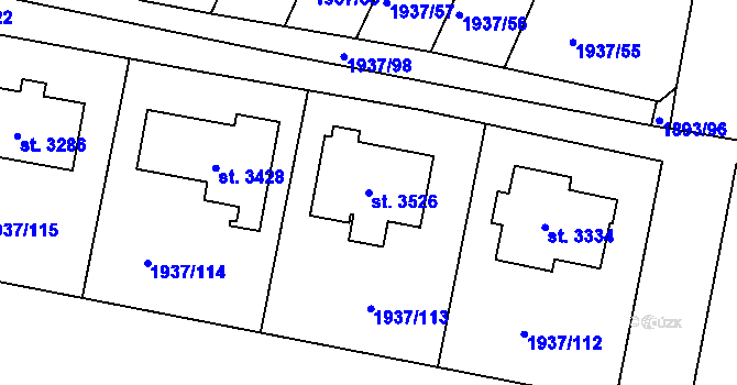 Parcela st. 3526 v KÚ Vlašim, Katastrální mapa