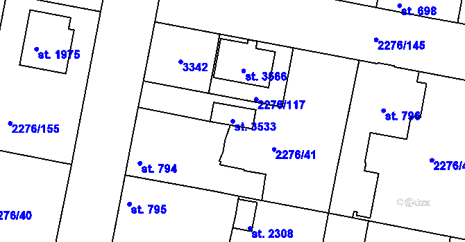 Parcela st. 3533 v KÚ Vlašim, Katastrální mapa