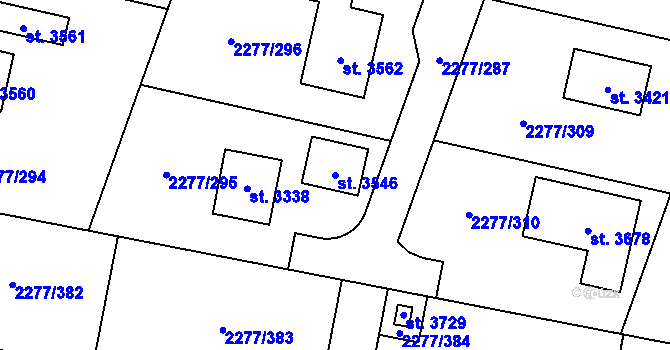 Parcela st. 3546 v KÚ Vlašim, Katastrální mapa