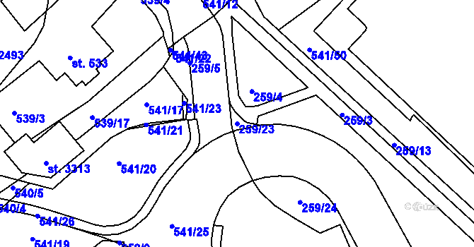 Parcela st. 259/23 v KÚ Vlašim, Katastrální mapa