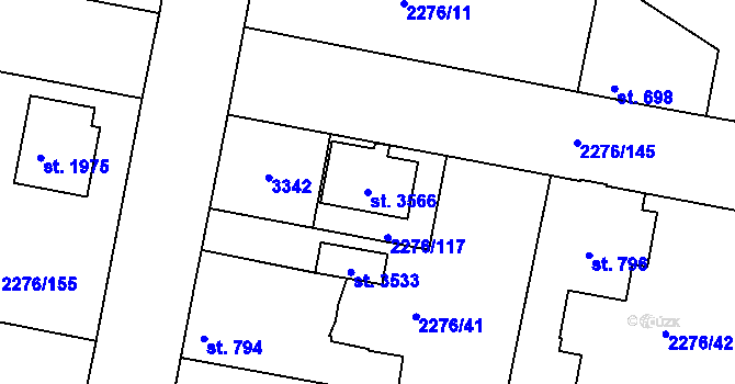 Parcela st. 3566 v KÚ Vlašim, Katastrální mapa