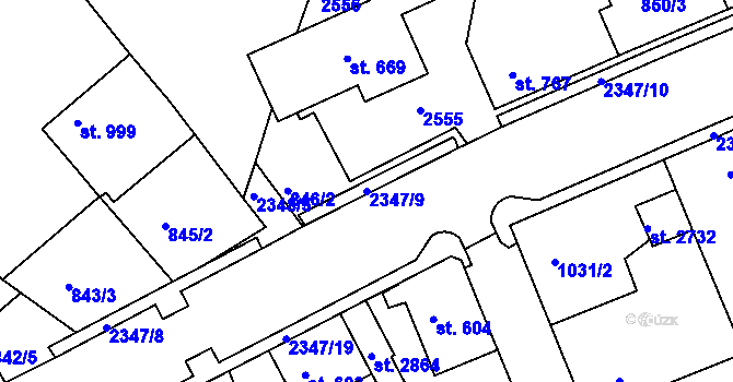 Parcela st. 2347/9 v KÚ Vlašim, Katastrální mapa
