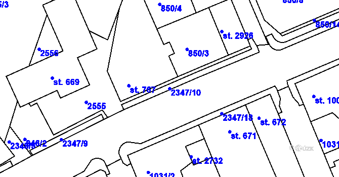 Parcela st. 2347/10 v KÚ Vlašim, Katastrální mapa