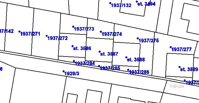 Parcela st. 3587 v KÚ Vlašim, Katastrální mapa