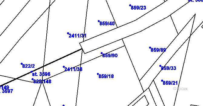 Parcela st. 859/90 v KÚ Vlašim, Katastrální mapa