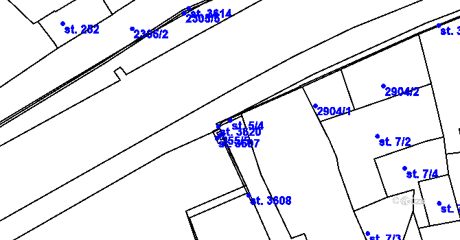 Parcela st. 5/4 v KÚ Vlašim, Katastrální mapa