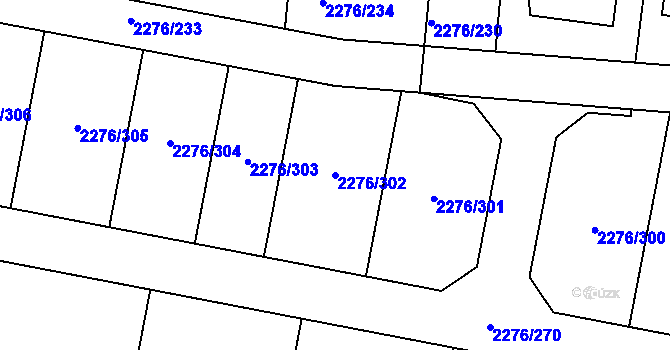 Parcela st. 2276/302 v KÚ Vlašim, Katastrální mapa