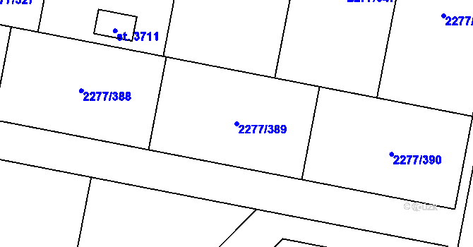 Parcela st. 2277/389 v KÚ Vlašim, Katastrální mapa