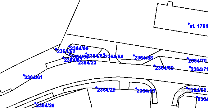 Parcela st. 2364/64 v KÚ Vlašim, Katastrální mapa