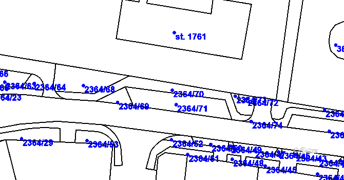 Parcela st. 2364/70 v KÚ Vlašim, Katastrální mapa