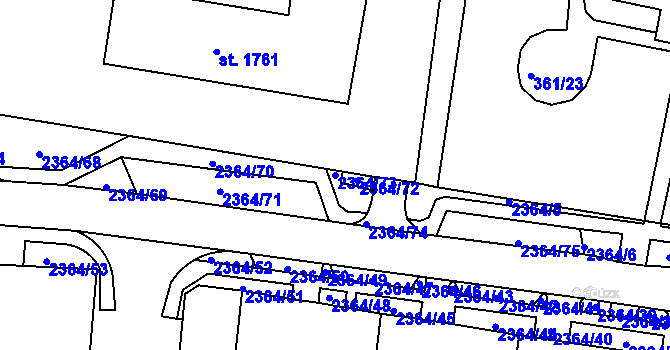Parcela st. 2364/73 v KÚ Vlašim, Katastrální mapa