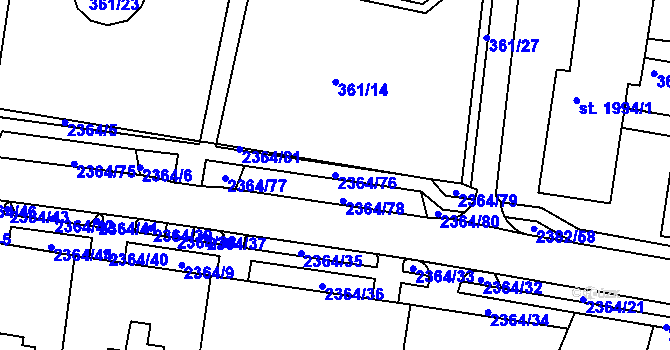 Parcela st. 2364/76 v KÚ Vlašim, Katastrální mapa