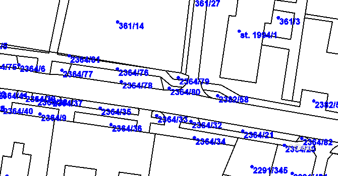 Parcela st. 2364/80 v KÚ Vlašim, Katastrální mapa