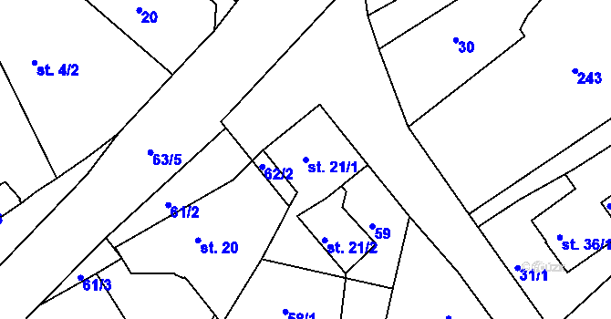 Parcela st. 21/1 v KÚ Jarkovice, Katastrální mapa