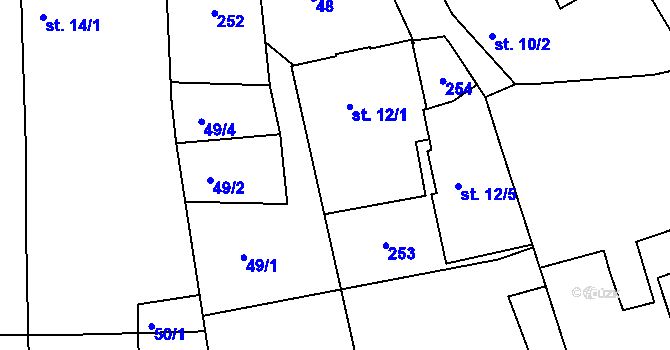 Parcela st. 12/1 v KÚ Jarkovice, Katastrální mapa