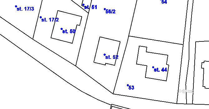 Parcela st. 52 v KÚ Jarkovice, Katastrální mapa