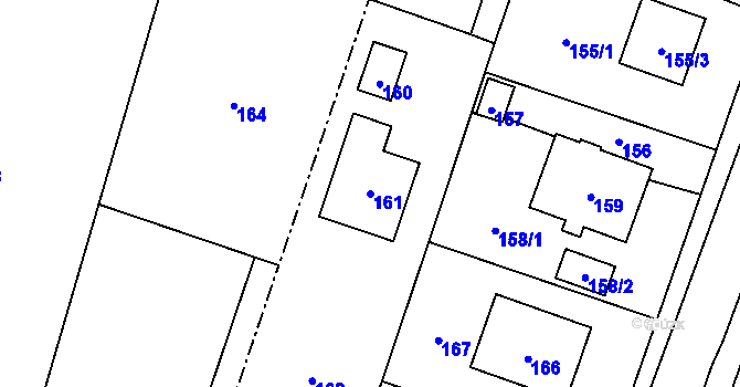 Parcela st. 161 v KÚ Vlaštovičky, Katastrální mapa