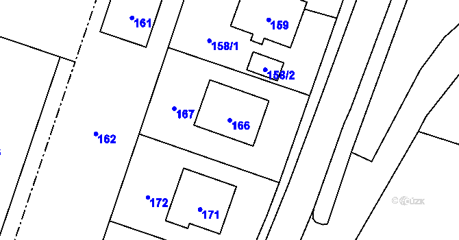 Parcela st. 166 v KÚ Vlaštovičky, Katastrální mapa