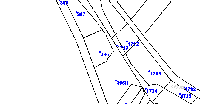 Parcela st. 396 v KÚ Vlaštovičky, Katastrální mapa