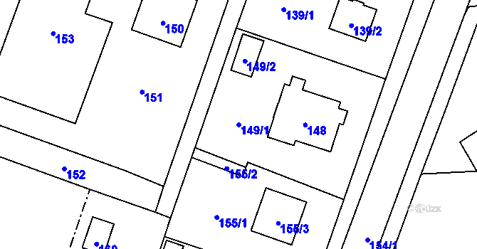 Parcela st. 149/1 v KÚ Vlaštovičky, Katastrální mapa